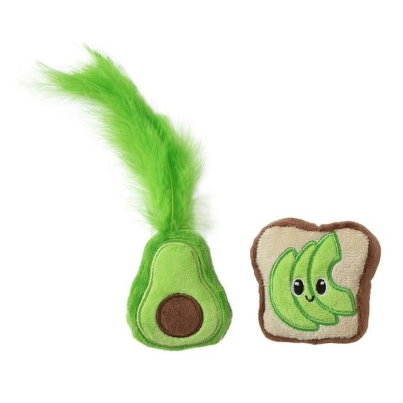 Quirky Kitty™ Toast à L'Avocat Peluche 2 Paquet Herbe à Chat Jouet pour Chat Peluche 2 Pk