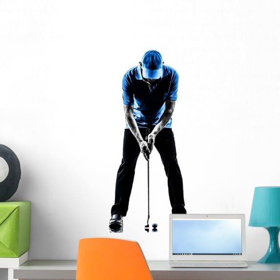 Man Golfer Golfing Putting Wall Mural Decal by Wallmonkeys Vinyl Peel and Stick Graphic (24 in H x 18 in W)
