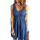 thumbnail image 2 of Vestido de mujer con cuello en V, sin mangas, camiseta sin mangas, línea A, cintura alta elástica para oficina en casa, 2 of 6