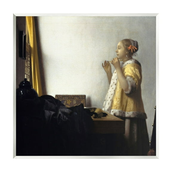 Stupell Industries Young Woman with a Pearl Necklas Johannes Vermeer Painting Painting Unframed Art Print Wall Art, Design by one1000paintings