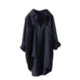 thumbnail image 3 of Pompotops Women's Linen Shirt Roll-Up Sleeve Tops Button Irregular Tunic Pockets Blouse Clearance, 3 of 4