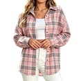 thumbnail image 2 of Aboser Flannel Shirts for Women Button Down Fall Shirt Dressy Casual Long Sleeve Blouses Retro Buffalo Plaid Shirts Lightweight Soft Collared Blouse Tops, 2 of 6