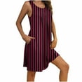 thumbnail image 7 of dazeni Nightgowns for Women with Pockets Flowy Sleeveless House Dress Scoop Neck Long Nightgown Sleepwear Chemise Striped Night Shirt Soft Sleep Dress, 7 of 7