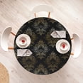 thumbnail image 4 of Ambesonne Damask Fitted Round Tablecloth, Oriental Floral Boho Design, 40"- 44" Diameter, Charcoal Grey Amber, 4 of 5