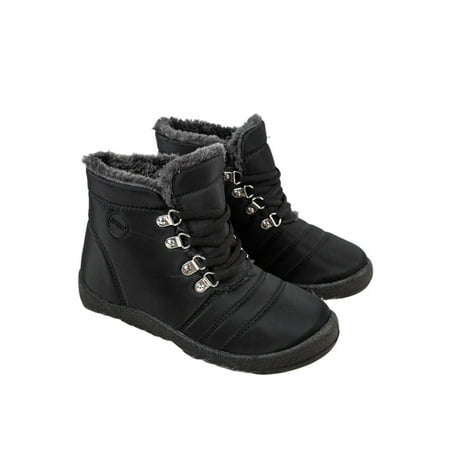 

Ferndule Winter Ankle Boots for Women Warm Waterproof Shoes Plush Lined Snow Booties Black