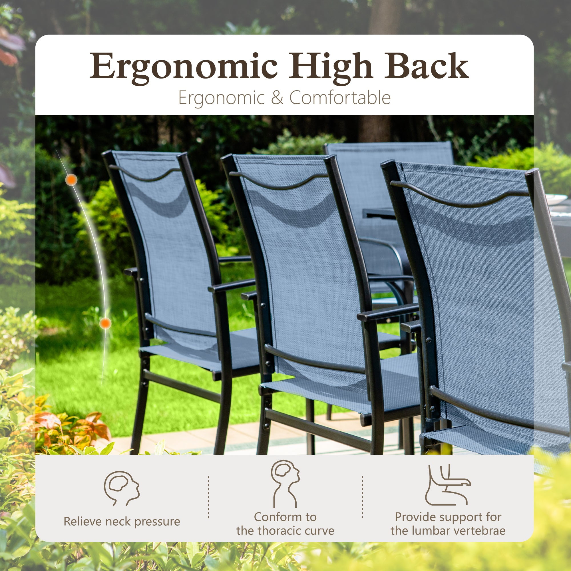 Sophia & William 5 Piece Patio Dining Set Patio Dining Table with 4 Blue Textilene Chairs