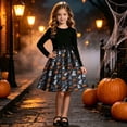 thumbnail image 5 of Enjoytime Halloween Girls Dresses Patchwork Print Long Sleeve Bow Waist A-Line Dress Kids Casual Vintage Holiday Party Costume, 5 of 8