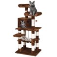 thumbnail image 1 of Topbuy Multi-Level Pet Cat Activity Tree Kitten Climbing Tower w/ Condo & Hammock Brown, 1 of 9