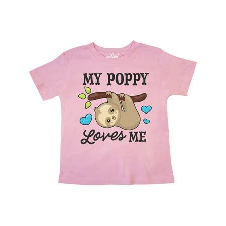 

Inktastic My Poppy Loves Me with Sloth and Hearts Gift Toddler Boy or Toddler Girl T-Shirt