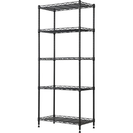 

YTao 5-Wire Shelving Metal Storage Rack Adjustable Shelves Standing Storage Shelf Units for Laundry Bathroom Kitchen Pantry Closet(Black 16.6L x 11.8W x 53.5H)