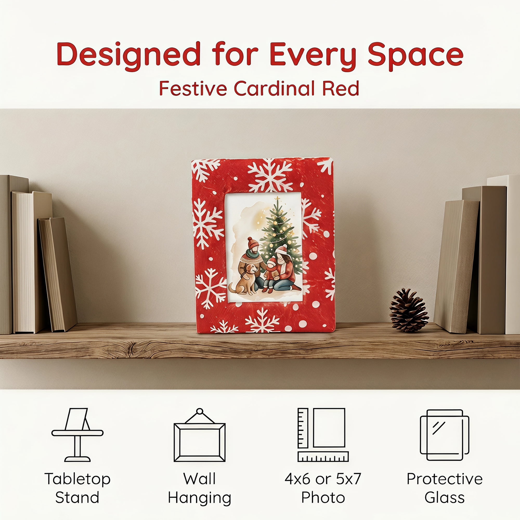Unique Bargains Christmas Plush Furry Cozy Holiday Photo Frame Red Snow 4" x 6"
