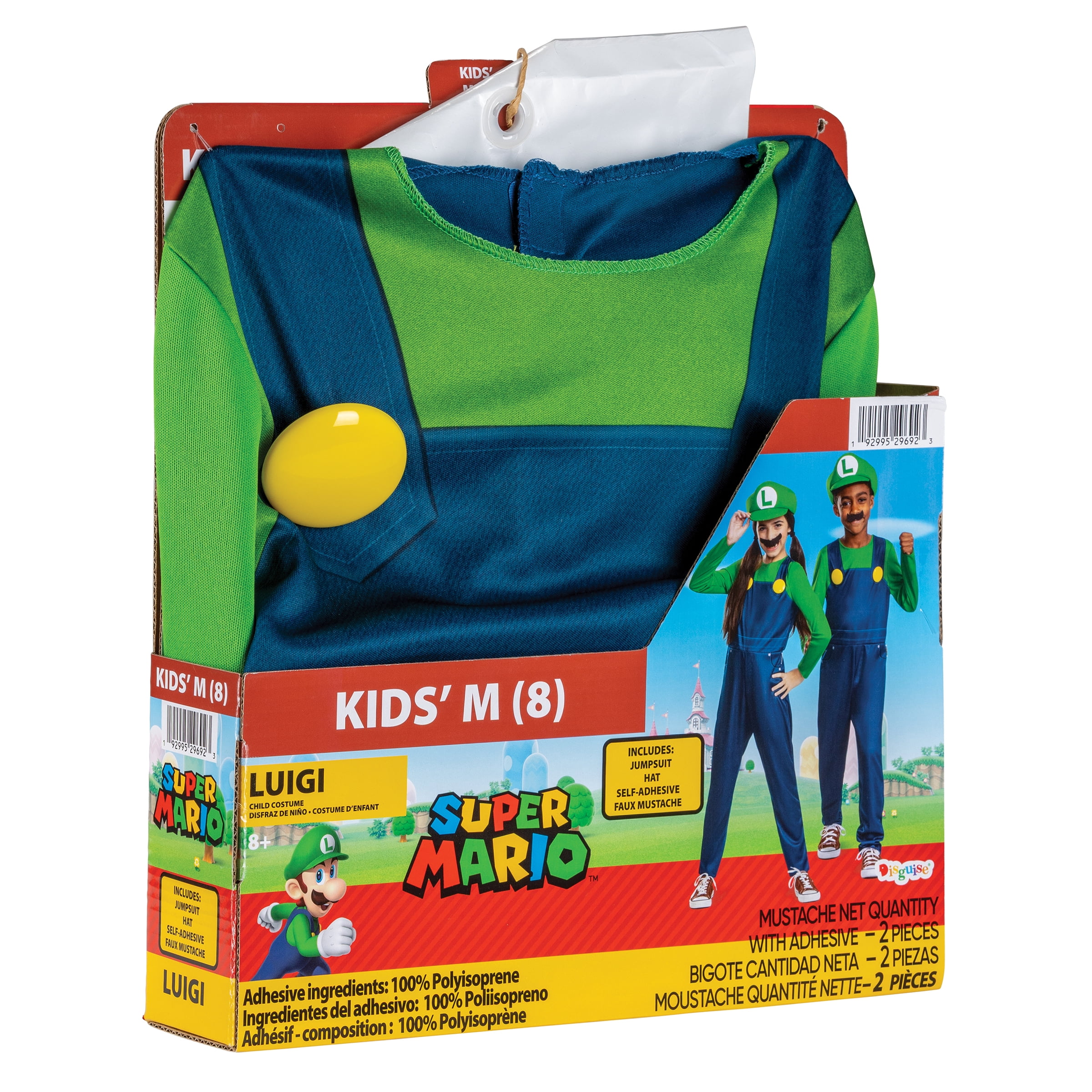 Nintendo Super Mario Bros. Luigi Halloween Costume for Children, Boys Size M (8), by Disguise