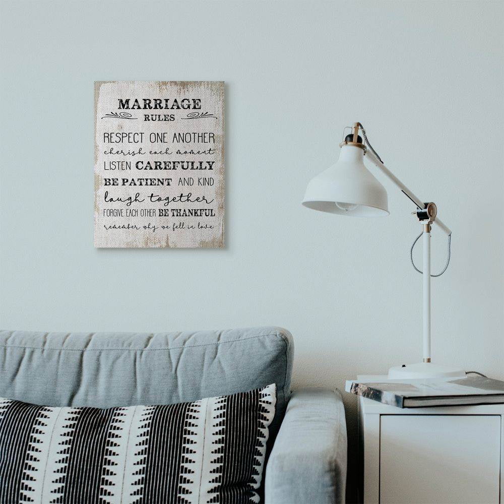 Stupell Industries Marriage Rules Home Family Inspirational Word Textured Design Canvas Wall Art by Daphne Polselli