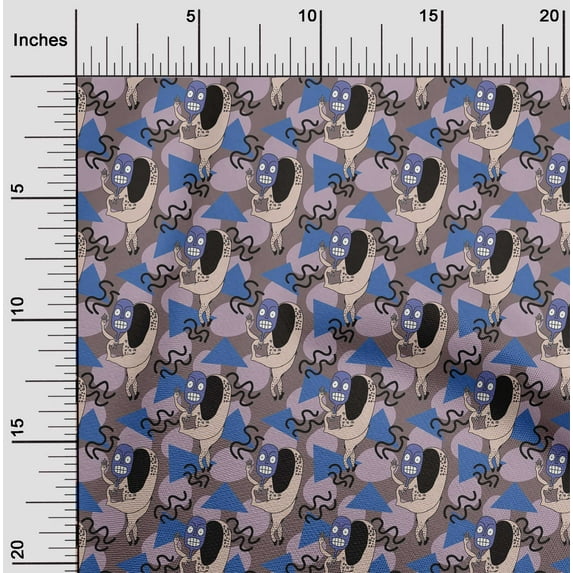 oneOone Cotton Jersey Dusty Brown Fabric Dot|Triangle & Monster Cartoon Craft Projects Decor Fabric Printed By The Yard 58 Inch Wide