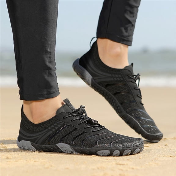 lnmuld Men Women Barefoot Shoes, Breathable Mesh Shoes for Water Yoga Fitness Hiking Color:Black,Size:8.5