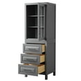 thumbnail image 2 of Daria Linen Tower in Dark Gray with Matte Black Trim, Shelved Cabinet Storage, and 3 Drawers, 2 of 3