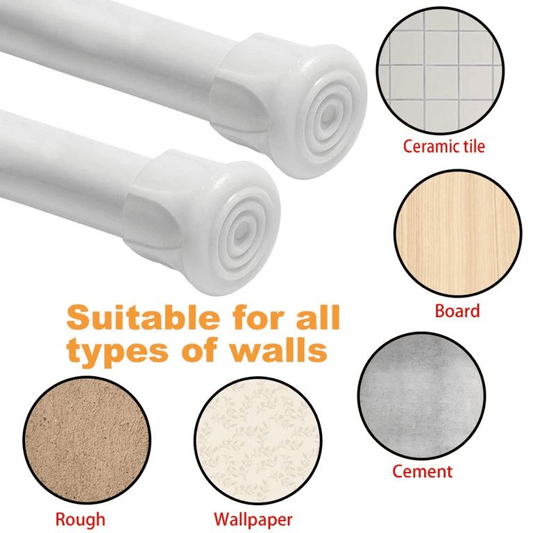 Spring Tension Curtain Rod 28-48 Inches White 8 Pack photo 2