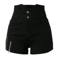 thumbnail image 4 of Durtebeua Stretchy Jean Shorts For Women Push Up Shorts Zipper High Waist Black XXL, 4 of 5