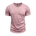 thumbnail image 2 of Blusas y camisas de manga corta con cuello en V para hombre, blusas casuales de moda con cuello en V, color liso, de manga corta, blusas, camisas, blusas para hombre, 2 of 8