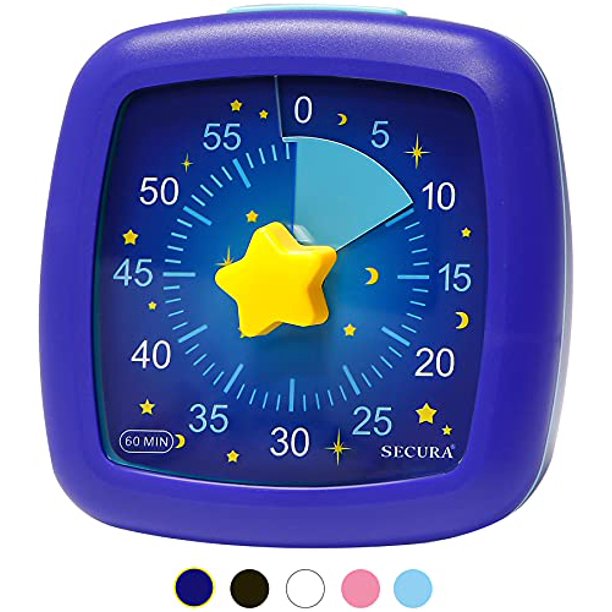 Secura 60Minute Visual Timer, Silent Study Timer for Kids and Adults