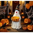 thumbnail image 4 of Diceymbol Halloween Candy Bowl 9.8 Inch, Laughing Halloween Ghost Decor with Witch Hat Pumpkin Candy Holder for Tabletop Party Decor, 4 of 8