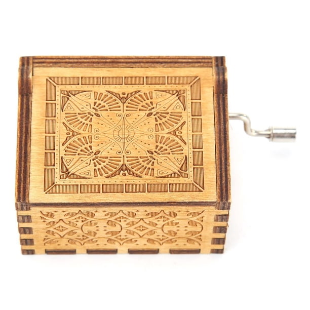 Exquisita caja de música de madera con manivela retro adornos artesanales para el hogar (B) Sywqhk Libre de BPA