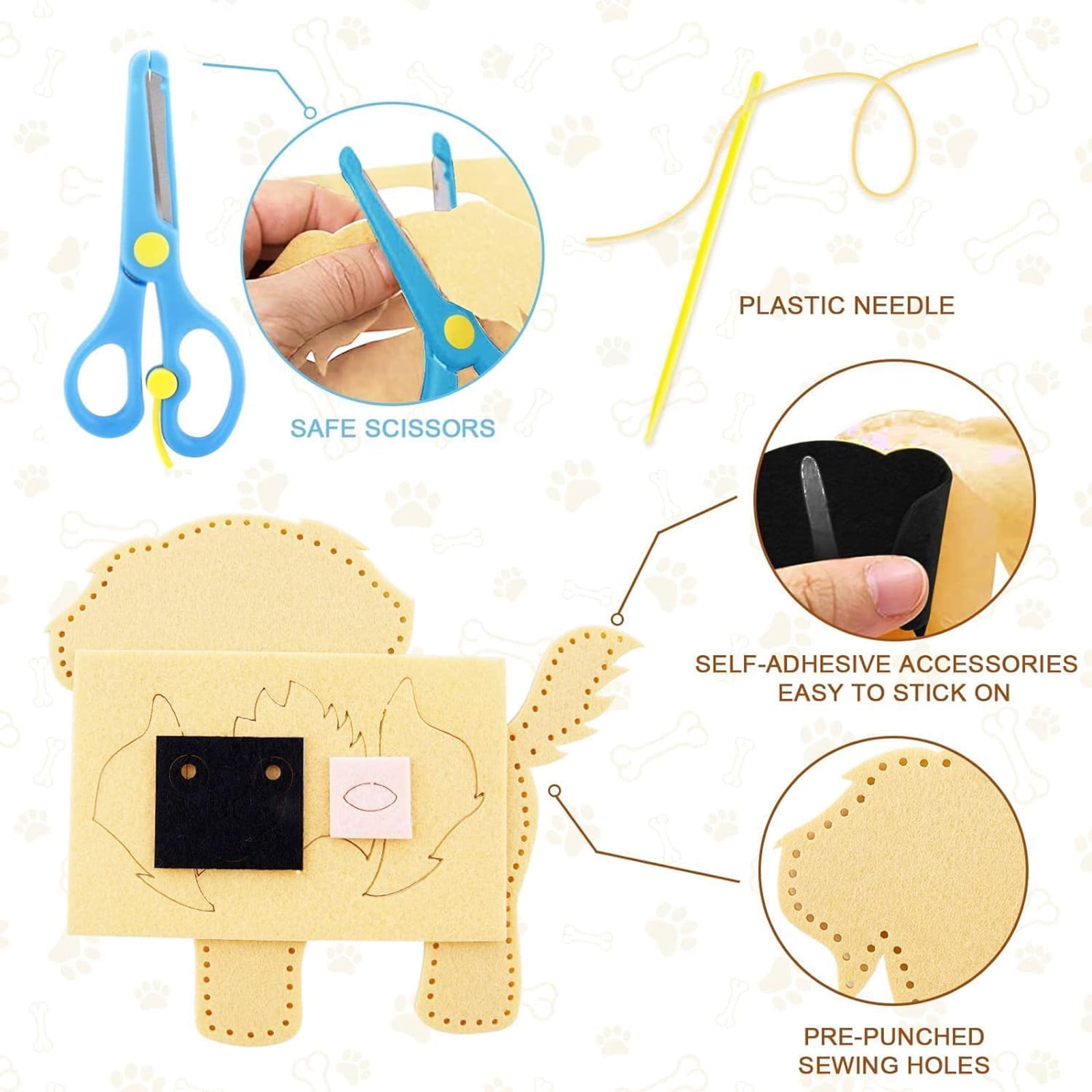 JoyMagic Sewing Craft Kit Animal Sewing Craft Kit For Kids DIY Sewing Animals Crafts Educational Sewing Kit For Beginner Boys And Girls Kids Arts And Crafts Ages 2-5 Boys Arts And Crafts for Kids Ages