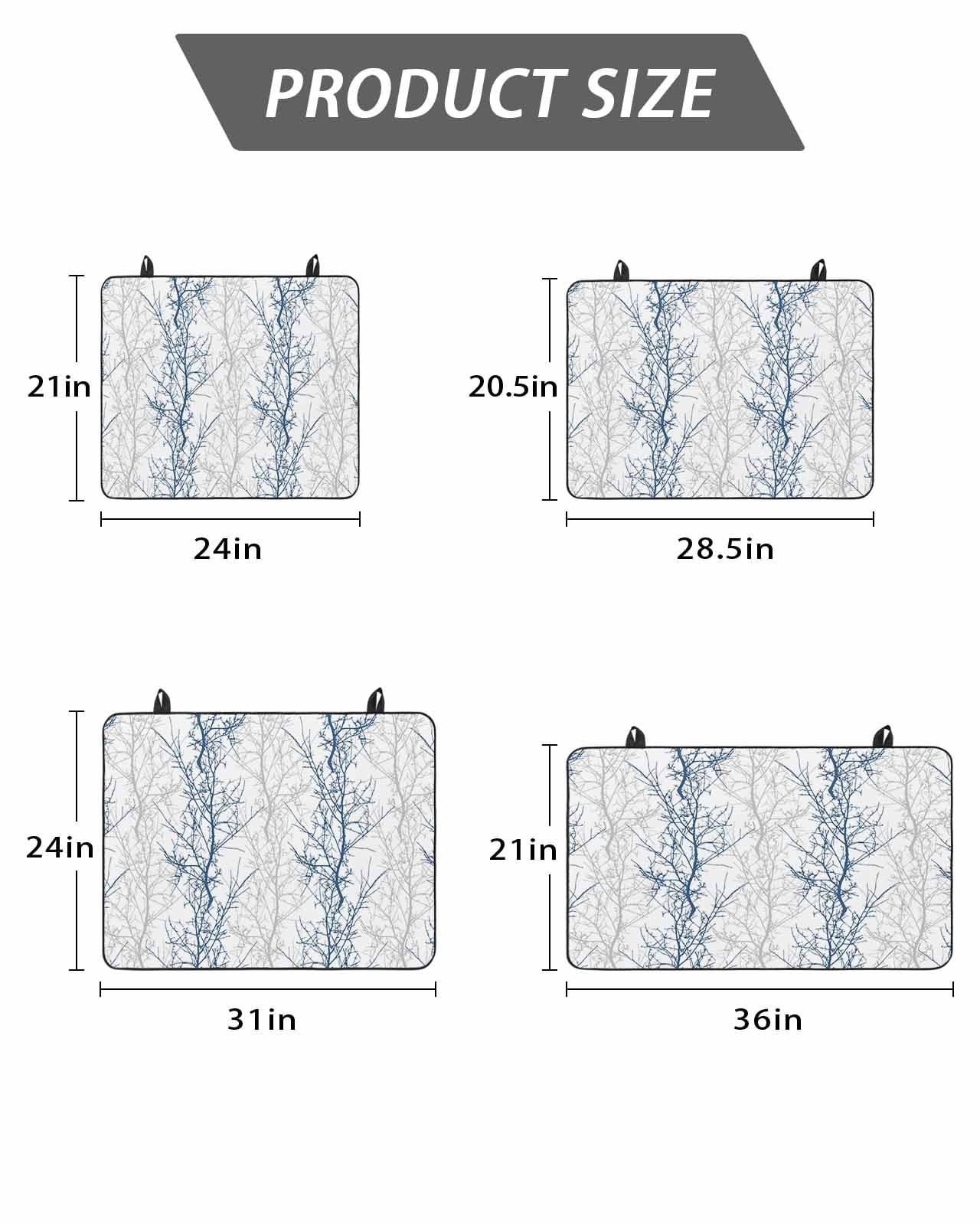 Stove Top Covers for Electric Stove, Navy Blue Grey Branch Glass Stovetop Cover Protector, Spring Summer Pastoral Botanical Induction Cooktop Protector Oven Mat for Kitchen Countertop 24"x21"