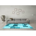 thumbnail image 3 of Ahgly Company Indoor Round Patchwork Light Blue Transitional Area Rugs, 4' Round, 3 of 4