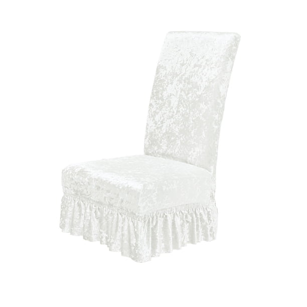 Cubiertas de Silla de Terciopelo para Sillas de Comedor Estirado con Falda 38-50x45-60cm, Cubierta de Sillas de Comedor de Tela Universal, Antideslizante, de Espalda Alta, para Casa, Hotel, Boda