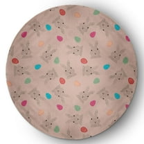 Simply Daisy 5' Round Sunwashed Red Bunnies and Eggs Easter Chenille Indoor/Outdoor Rug