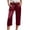 Wine, variant on felwors Women's Satin Capri Pants High Rise Cropped Lounge Trousers with Pockets Sheen(Wine, XXL)