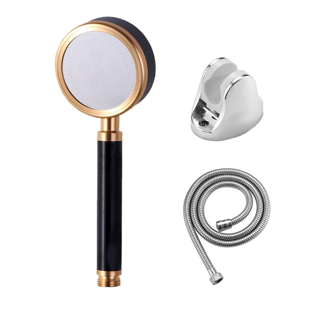 Cabezal de ducha con manguera Rociador de baño de mano de alta presión Suministros de baño potentes Oro negro seitruly HA000707-02B