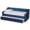 thumbnail image 1 of Baxton Studio Raphael Navy Blue Velvet Upholstered Twin Size Daybed with Trundle, 1 of 11