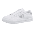 thumbnail image 2 of IEMIEMIEM Women Canvas Sneakers Comfortable Breathable Low Top Glitter Double Heart Lace Up Non Slip Slip On Casual Walking Shoes White 9 Wide, 2 of 4