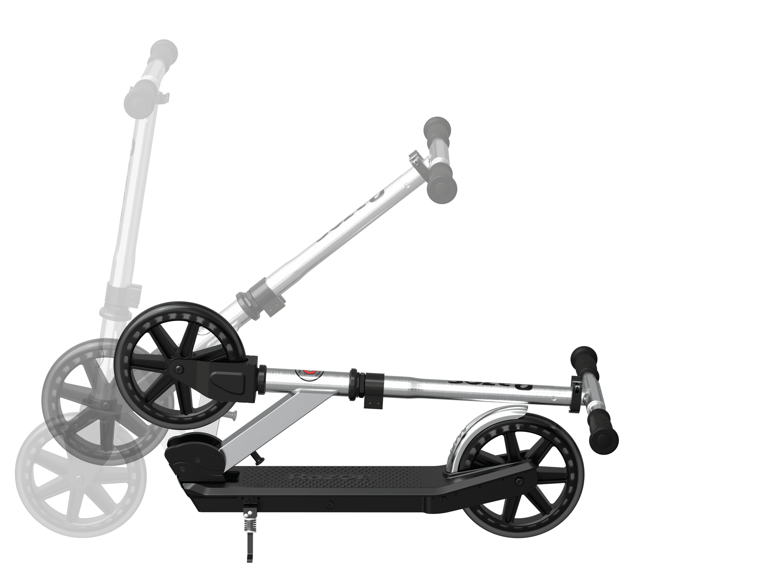 Razor Chrome Lux – Silver/Black, Folding Large 8” Wheel Kick Scooter for Ages 8+ and up to 220 lb