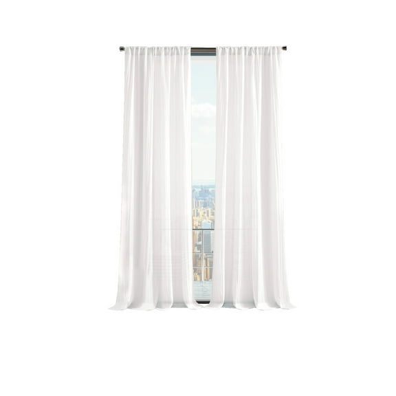 Martha Stewart Crinkle Sheer Curtain Panel Pair, White, Pole Top, Polyester, 48"W x 84"L, Adult