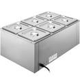 thumbnail image 2 of VEVOR 110V 6-Pan Bain Marie Food Warmer, 12.6 Qt Commercial Stainless Steel Steam Table, 1500W, 6-Inch Deep with Temperature Control (86-185°F), Includes Lids & 2 Ladles, 2 of 12