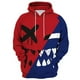 thumbnail image 2 of Sudadera con capucha con estampado 3D de cara sonriente de diablo a la moda con patrón XOXO, sudadera divertida informal de moda para hombre, sudadera con capucha de hip hop, moda de otoño nueva, 2 of 5