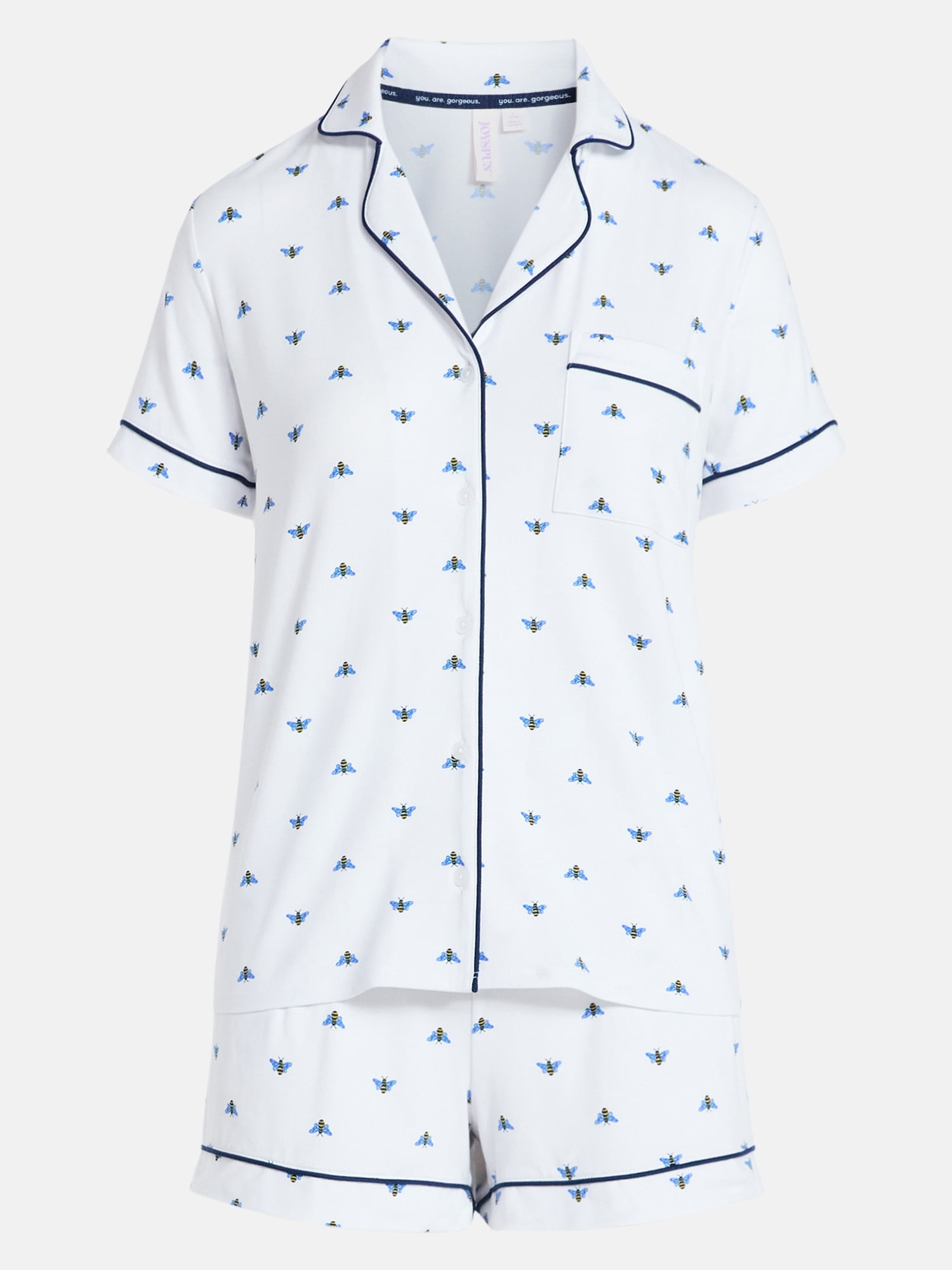 Joyspun Women's Dreamy Soft Collection Notch Collar Top and Shorts Pajama Set, 2-Piece, Sizes XS-3X