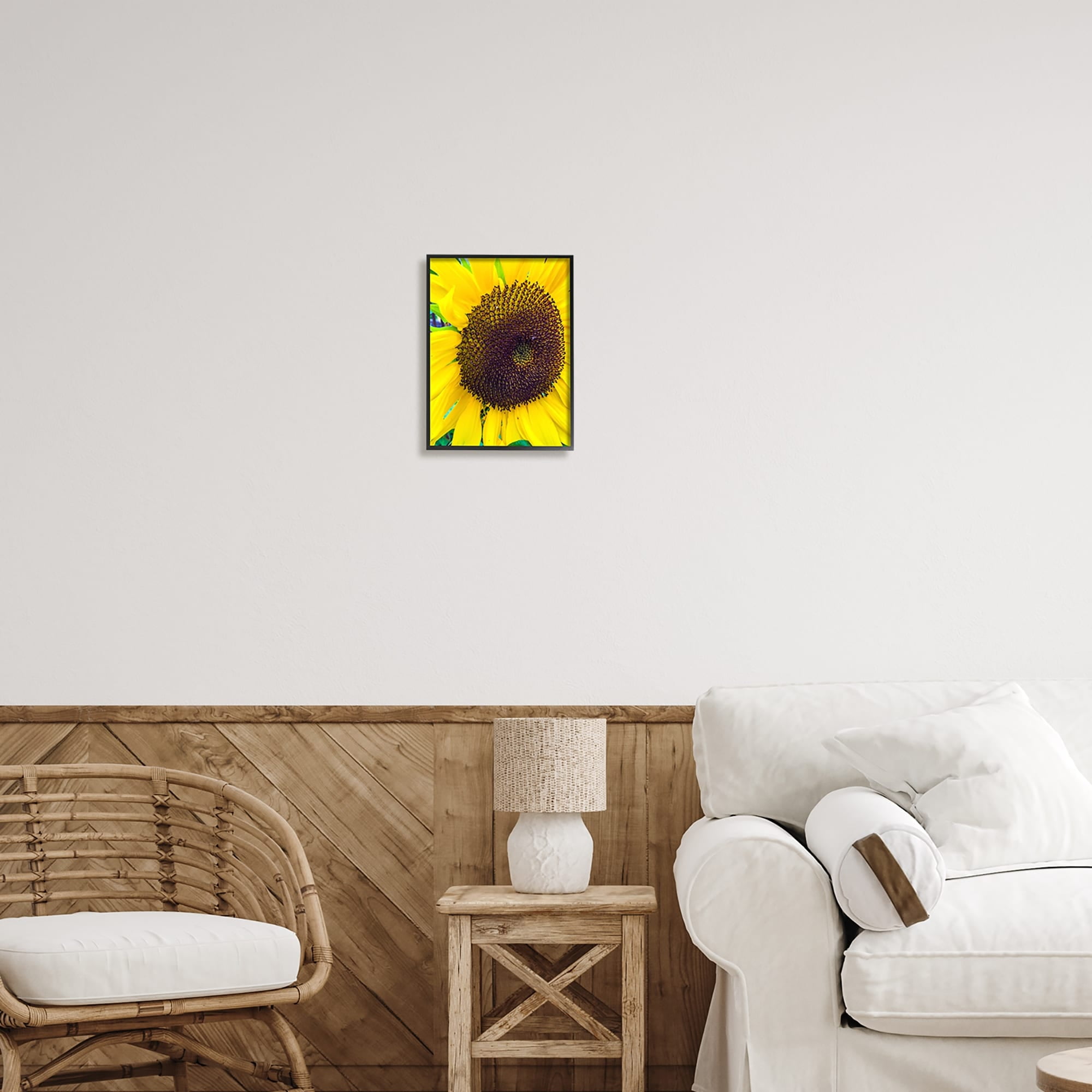 Stupell Industries Close Up Yellow Sunflower Florets Botanical Nature Photograph Black Framed Art Print Wall Art, Design by Heidi Bannon