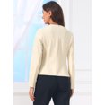 thumbnail image 3 of DARING DIVA Women's Collarless Business Outfits Open Front Suit Blazer L Beige, 3 of 6