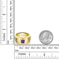 thumbnail image 4 of Gem Stone King 18K Yellow Gold Plated Silver Men's Ring Cushion Purple Amethyst and Moissanite (2.13 Cttw, Size 8), 4 of 4