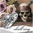 thumbnail image 5 of Gothic Skull Ring 925 Sterling Silver Rose Flower Skeleton Statement Ring Retro Vintage Cocktail Party Punk Halloween Jewelry for Women Men, 5 of 7