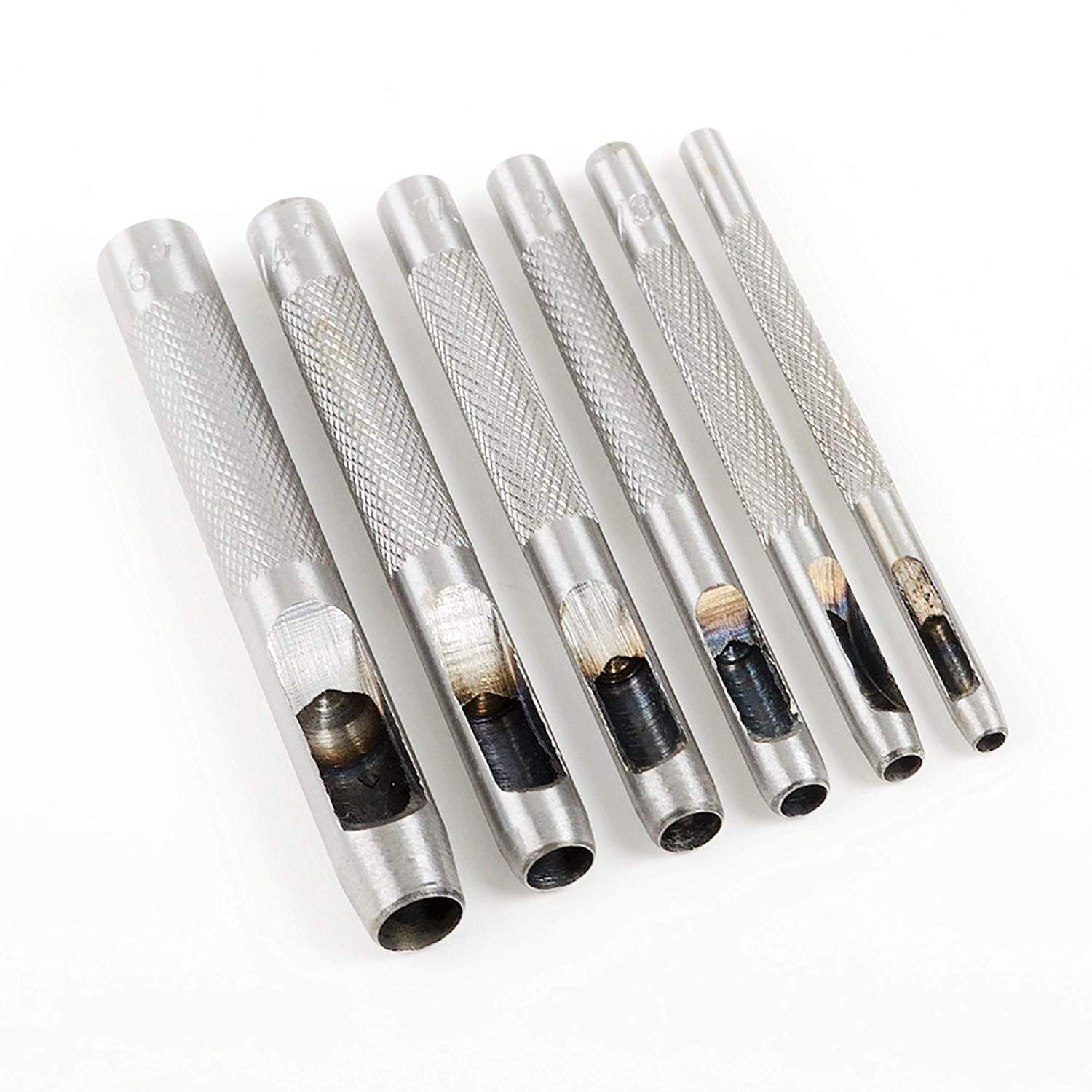 6pc Heavy Duty Leather Hollow Hole Punch Set1/8 5/32 3/16 7/32 1/4 5/