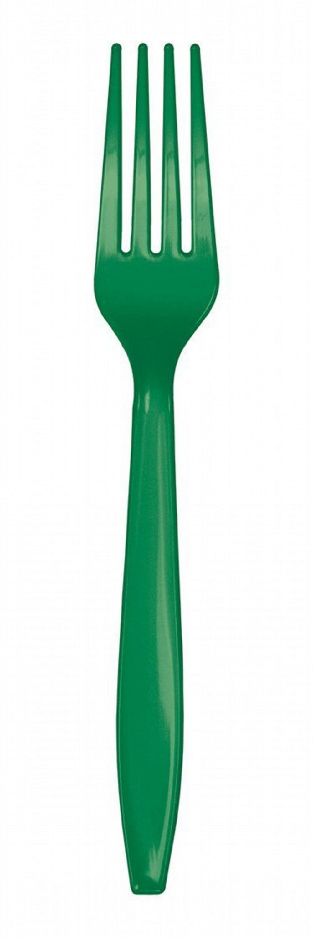 Premium 24 Count Plastic Forks Emerald Green