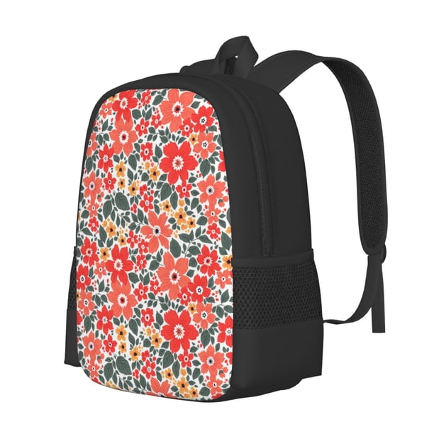Disketp Small Coral Red Flowers Mochila Minimalista de Gran Capacidad, Mochila de Viaje para Escuela, Trabajo o Uso Diario
