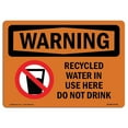 thumbnail image 1 of SignMission OS-WS-A-710-L-12792 7 x 10 in. OSHA Warning Sign - Recycled Water in Use Here Do Not Drink, 1 of 1