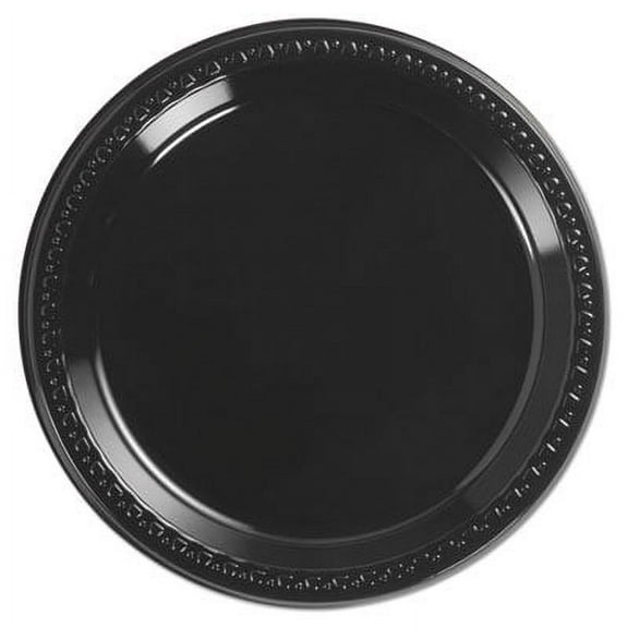1Pc Chinet Heavyweight Plastic Plates, 9" dia, Black, 125/Pack, 4 Packs/Carton (81409)G7