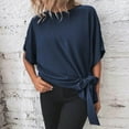 thumbnail image 3 of Rezuofi 1 Pcs Women's Batwing Sleeve Knot Side Round Neck Blouse Shirt Top 2025, 3 of 5